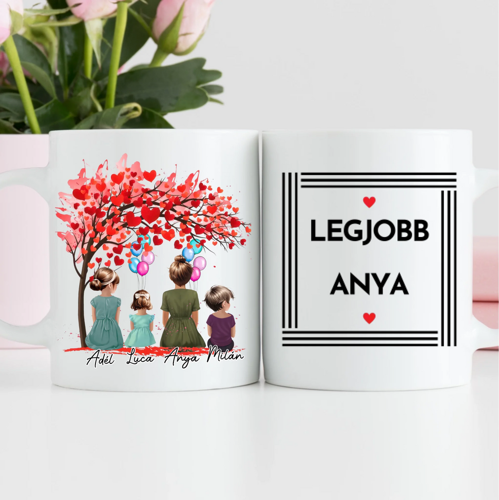Egyedi ajándék bögre édesanyáknak - szívfa
