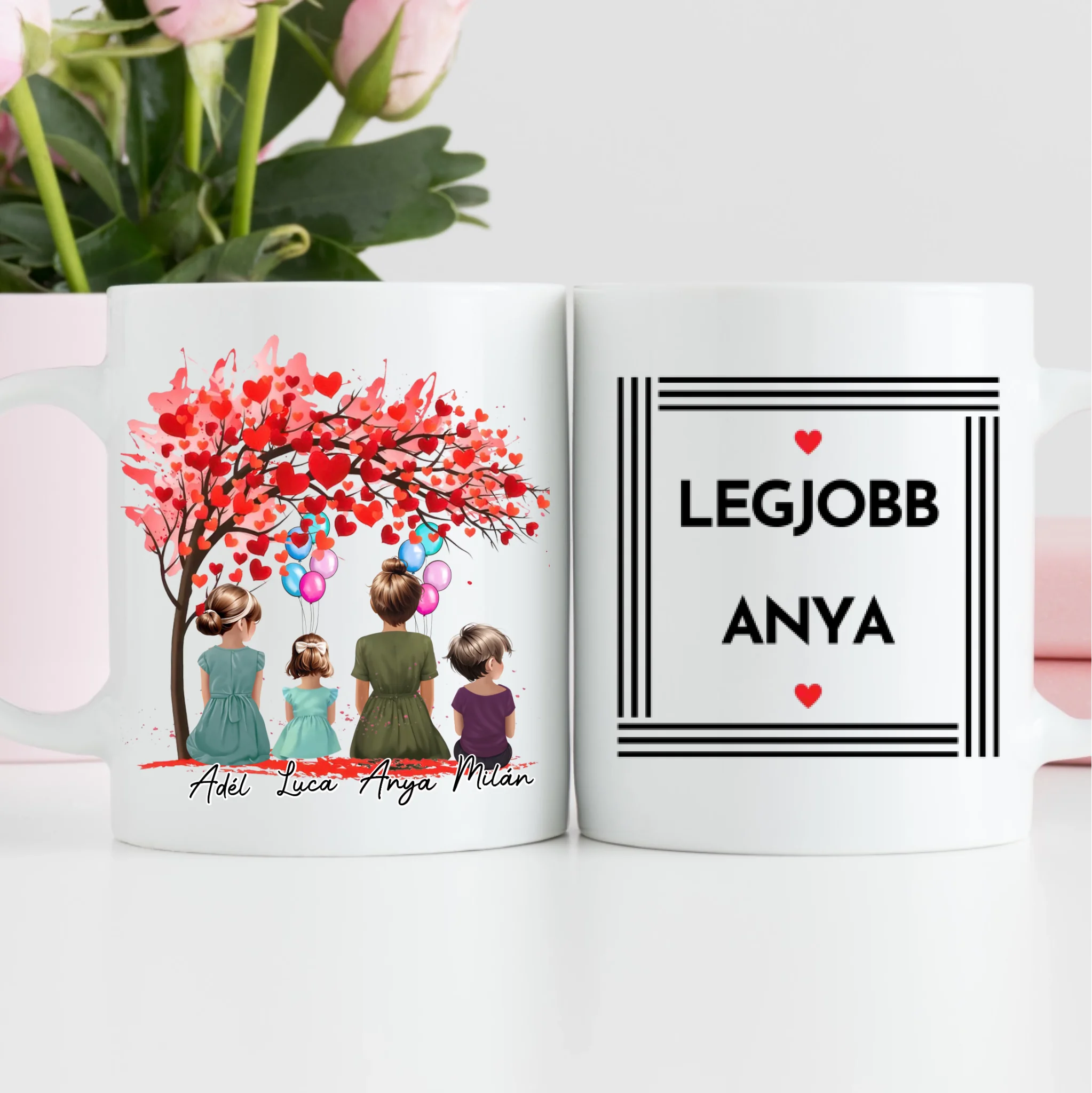 Egyedi ajándék bögre édesanyáknak - szívfa