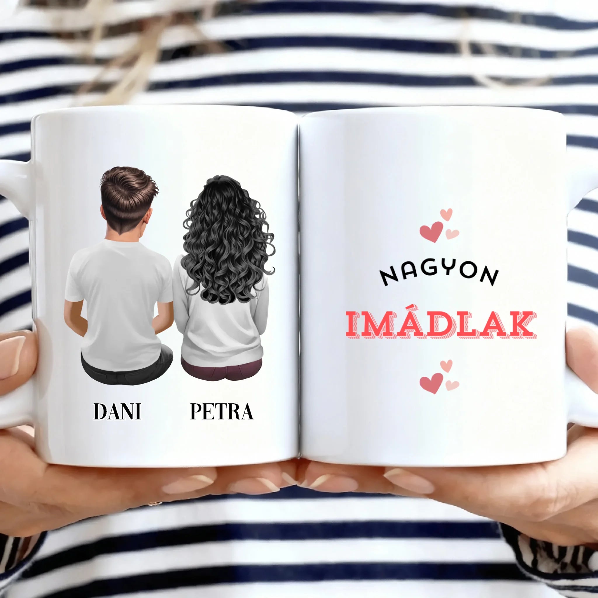 Egyedi bögre pároknak - szerkeszthető karakterekkel