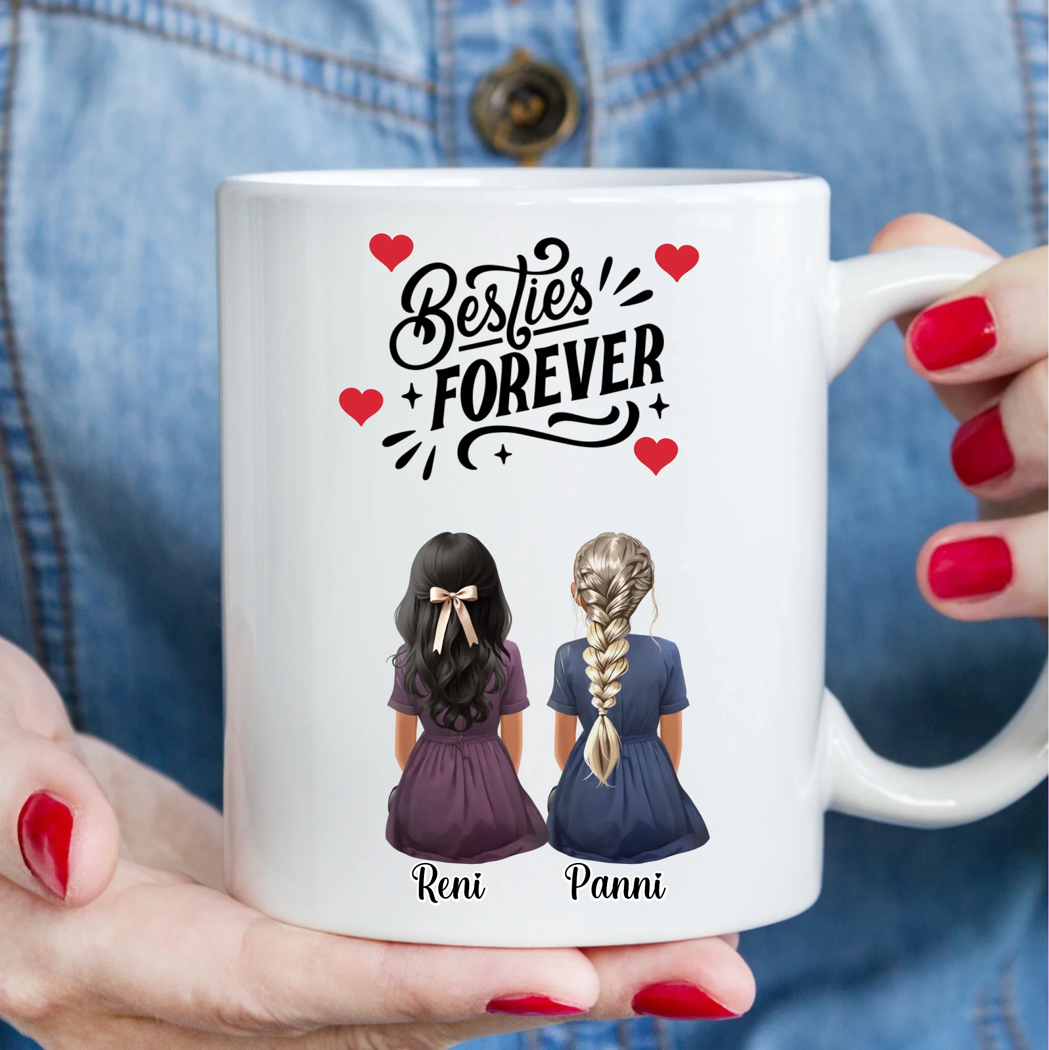 Egyedi barátnős bögre - besties forever