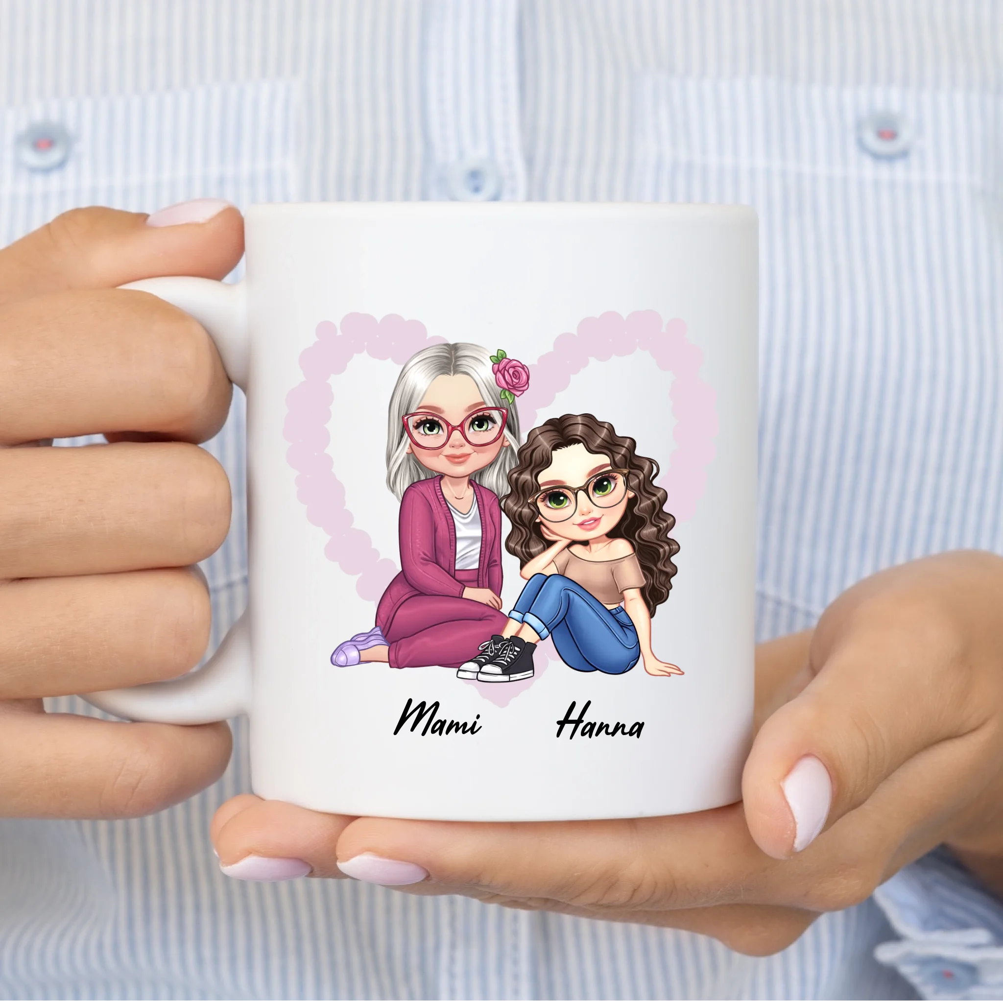 Egyedi bögre nagymamának - szerkeszthető karakterekkel