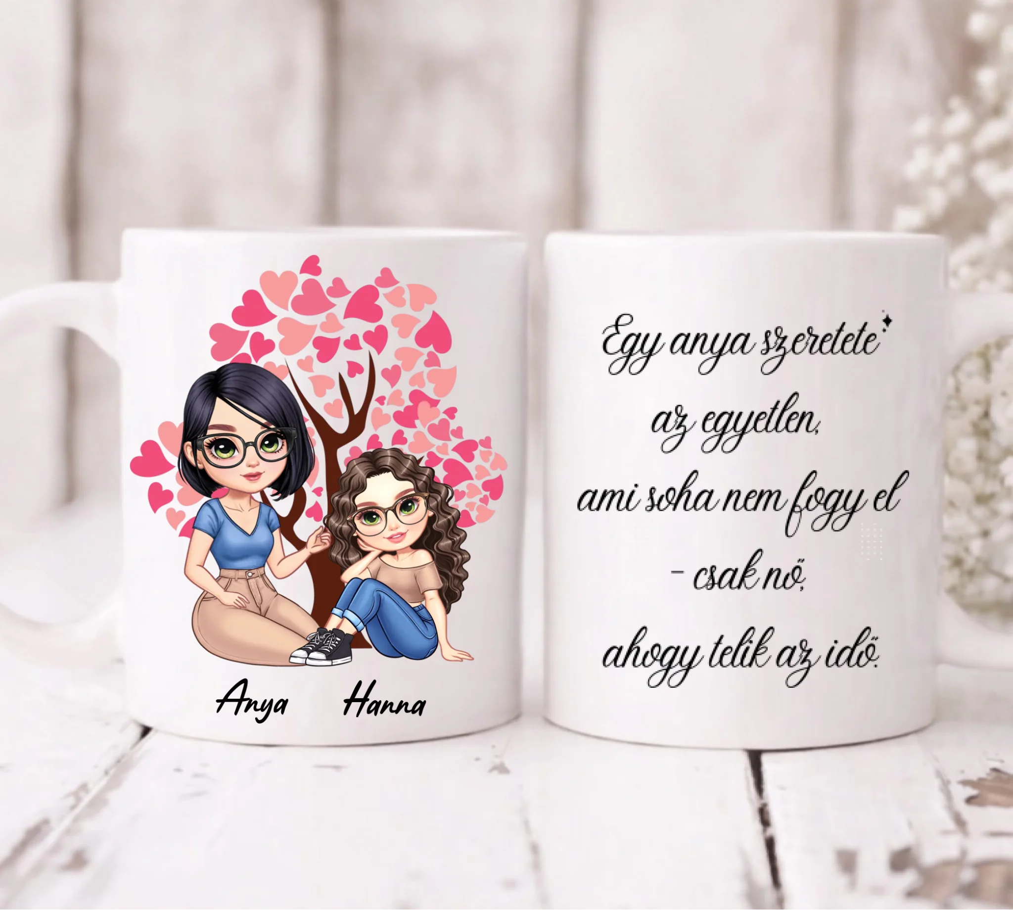Egyedi bögre anyának - szerkeszthető karakterekkel