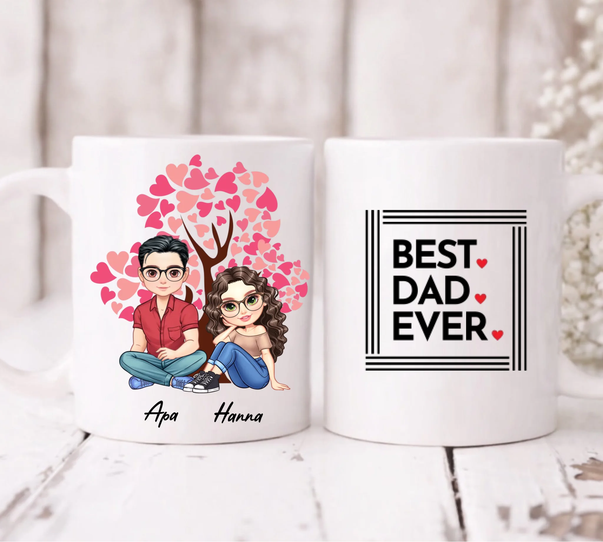 Egyedi bögre apának - szerkeszthető karakterekkel